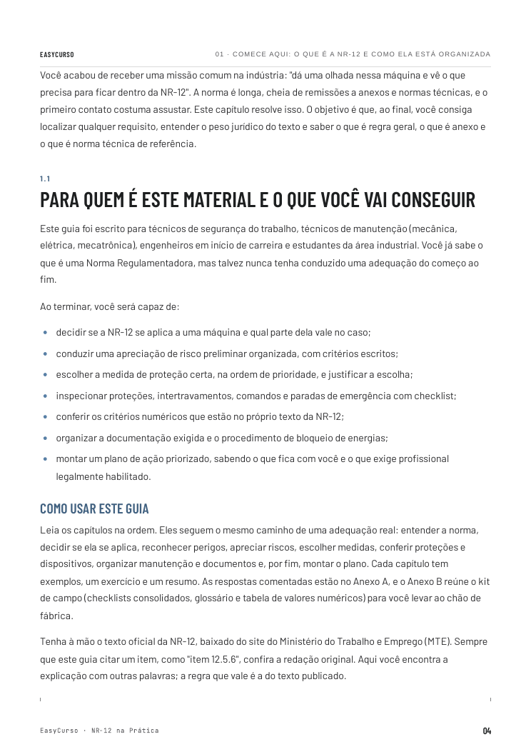 Página de amostra 2 do material NR-12 na Prática