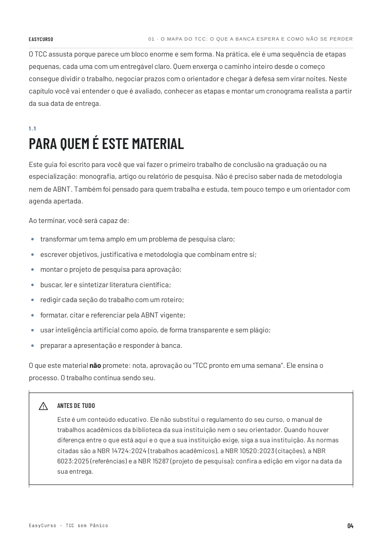 Página de amostra 2 do material TCC sem Pânico